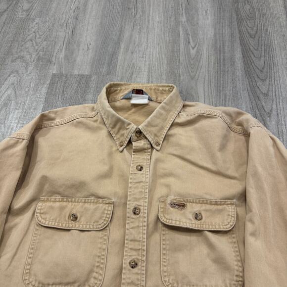 Vintage Carhartt Button Down Shirt Men's 3XL Yellow Workwear Work 90s Utility - Picture 3 of 7